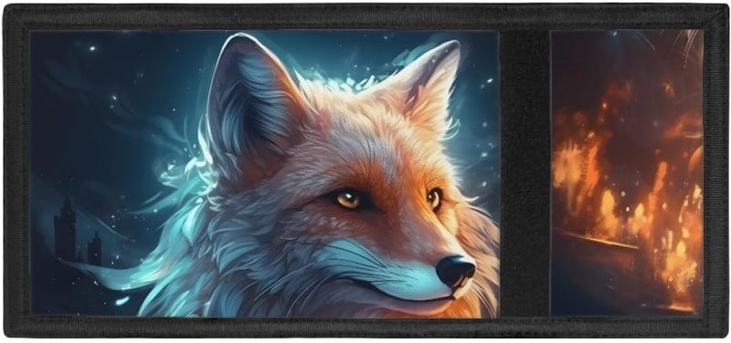 GLUDEAR Kids Starry Night Fox Printed Wallets Boys Girls Youth Trifold Wallet Id Card Window Coin Pocket Card Holders - Image 3